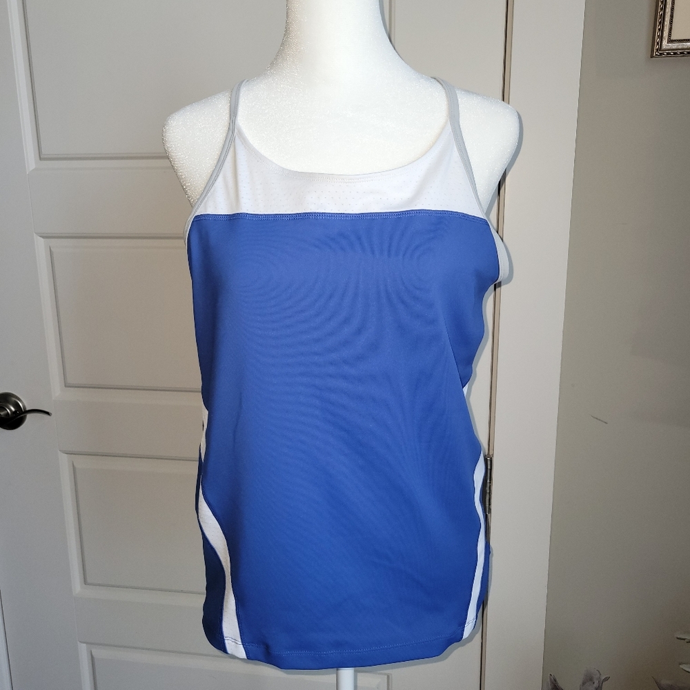 Champion Royal Blue/ white Yoga Athletic racerback top. EUC XL